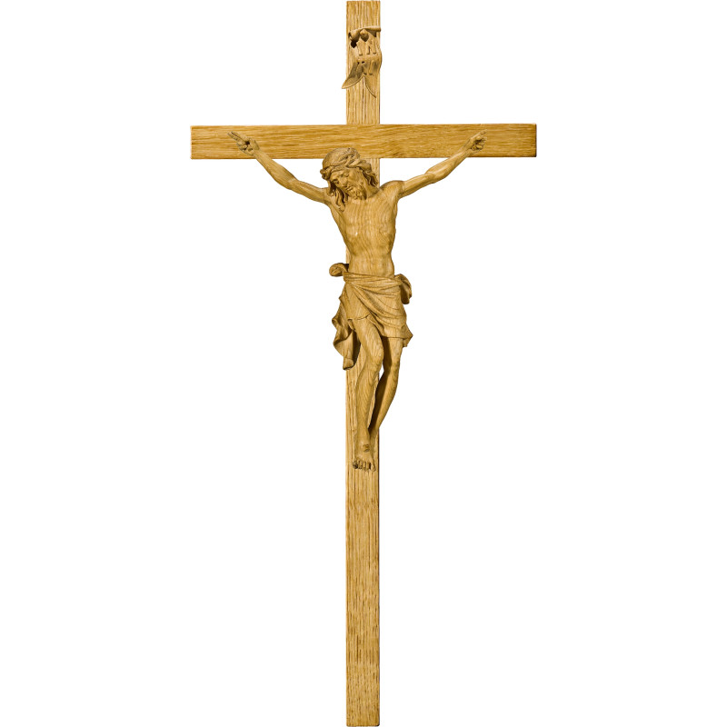 Cristo Pisa en cruz de roble